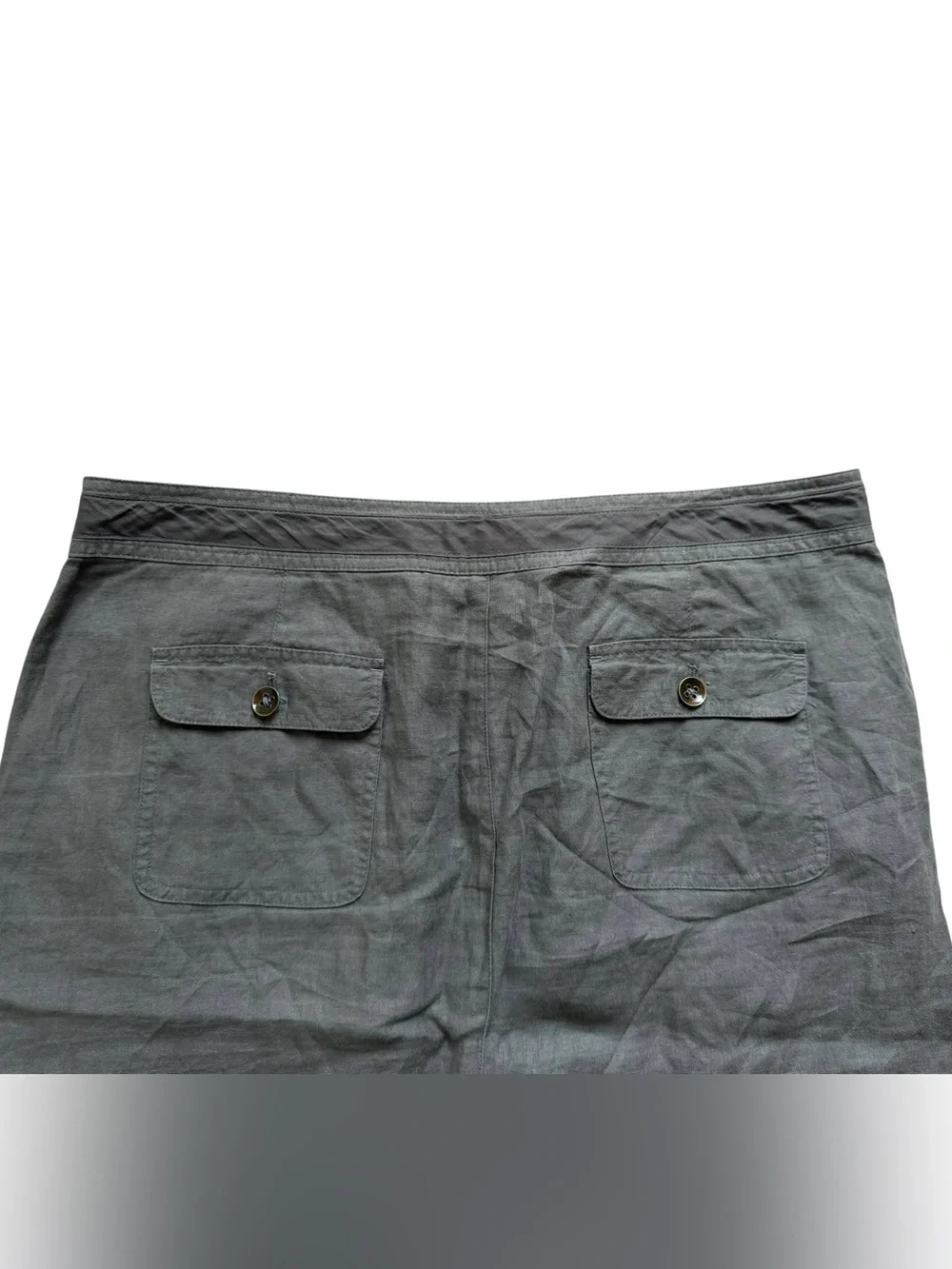 Talbots Pure Irish Linen Skirt Womens 14 Olive A-Line Knee Length Minimalist